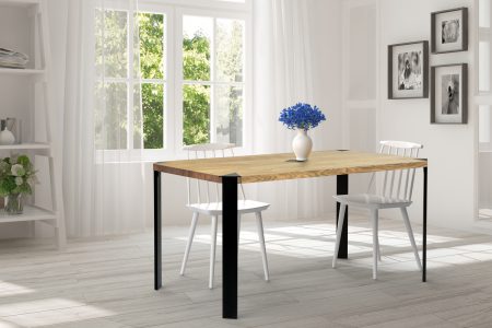 White empty room with summer landscape in window. Scandinavian i