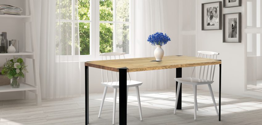 White empty room with summer landscape in window. Scandinavian i White empty room with summer landscape in window. Scandinavian i